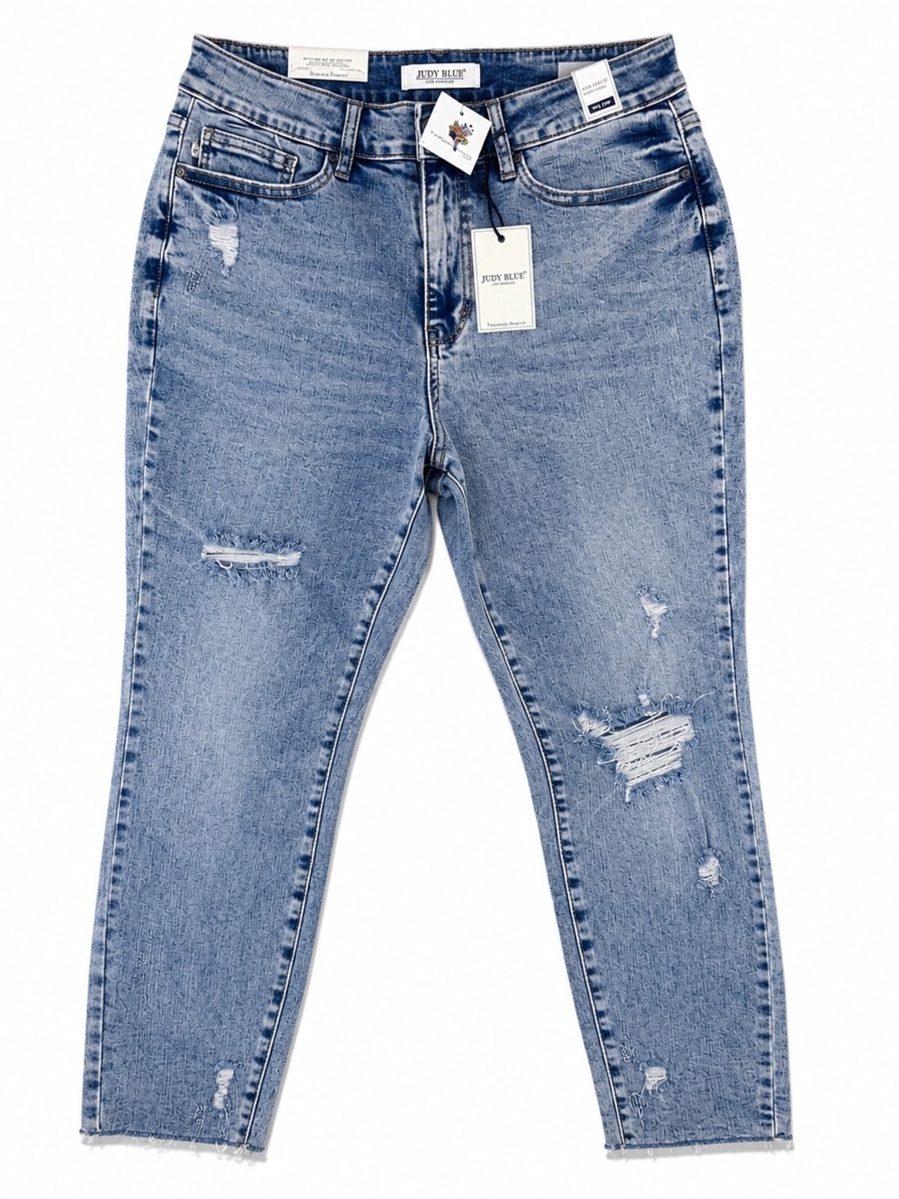 Judy Blue‎ High Rise Jeans Size 16W | Light Wash Distressed Stretch Denim